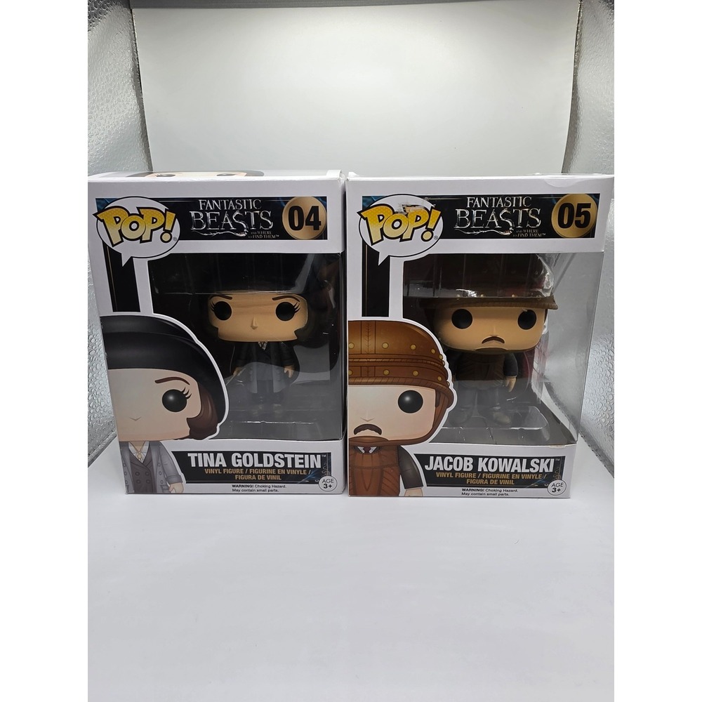 (2) funko pops from fantastic beasts jacob kowalski and Tina Goldstein #04 #05